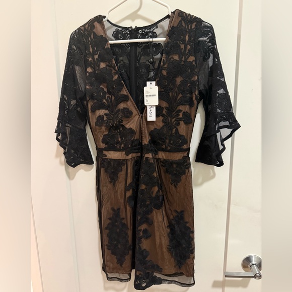 Free People Black Lace Dress - mordernwear.com
